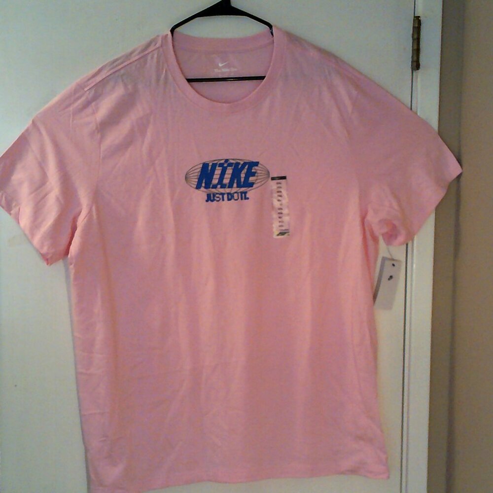 NEW NIKE SPORTSWEAR "JDI Worldwide Tee" MEN'S PINK BLUE T-SHIRT 2XL HV1649-640